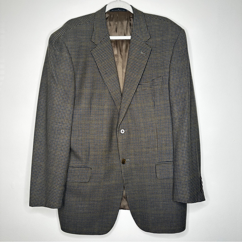 Vintage Joseph Abboud Black Label made in USA jacket/blazer plaid blue+brown